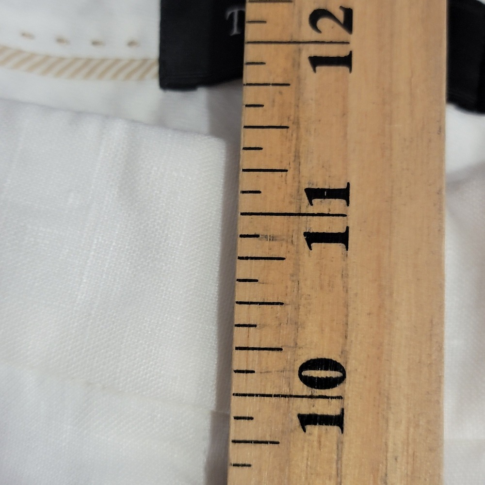 Talbots Windsor Curvy Pants Womens 12P White Linen Straight Leg Coastal Preppy - Picture 10 of 11